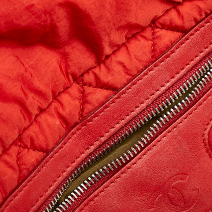 Chanel Coco Mark Cocoon Reversible Quilted Handbag Tote Bag Red Nylon