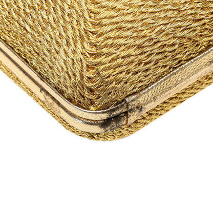 Chanel Coco Mark Clasp Chain Shoulder Bag In Gold Glitter Canvas