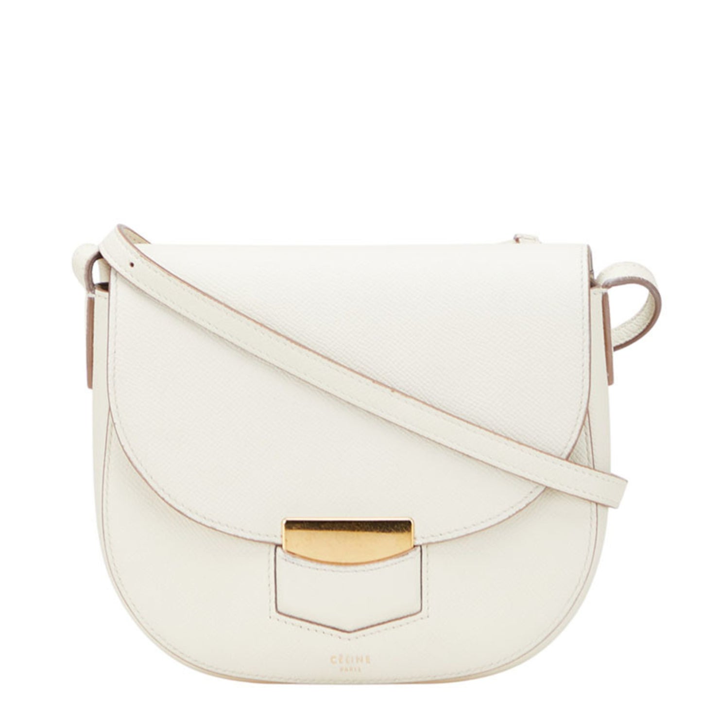 Celine Trotter Crossbody Shoulder Bag In White Leather