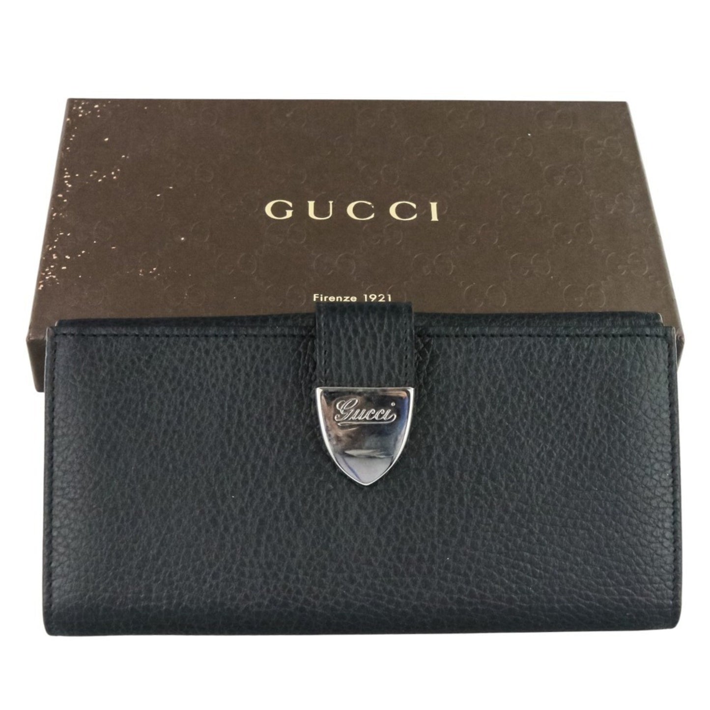 Gucci W-Hook Leather Long Wallet 231837 Black