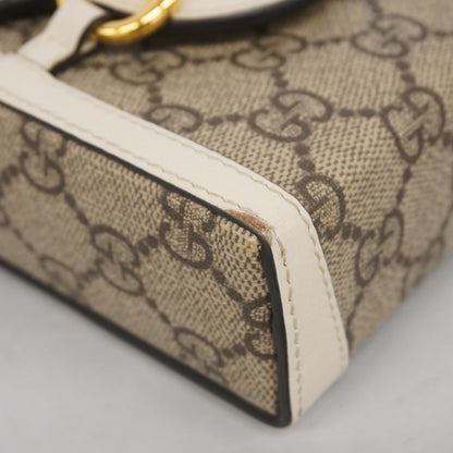 Gucci Gg Supreme Horsebit Shoulder Bag 625615 Leather Brown White