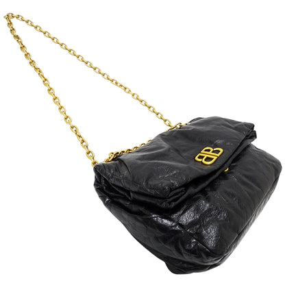 Balenciaga Monaco Medium Shoulder Bag In Black Leather (765945)