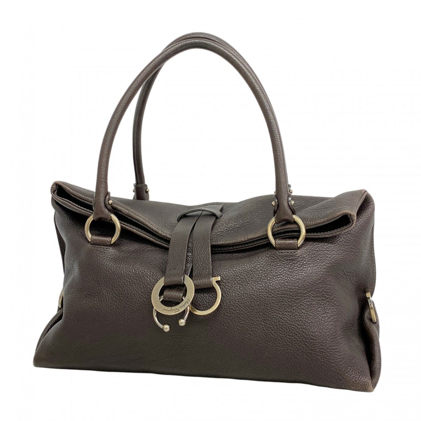 Salvatore Ferragamo Gancini Leather Handbag Brown