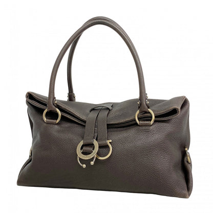 Salvatore Ferragamo Gancini Leather Handbag Brown