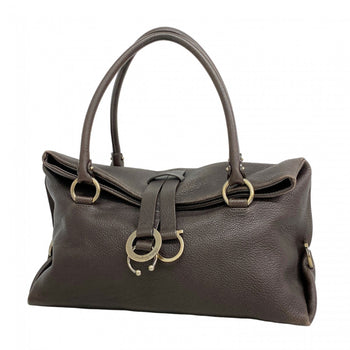 Salvatore Ferragamo Gancini Leather Handbag Brown