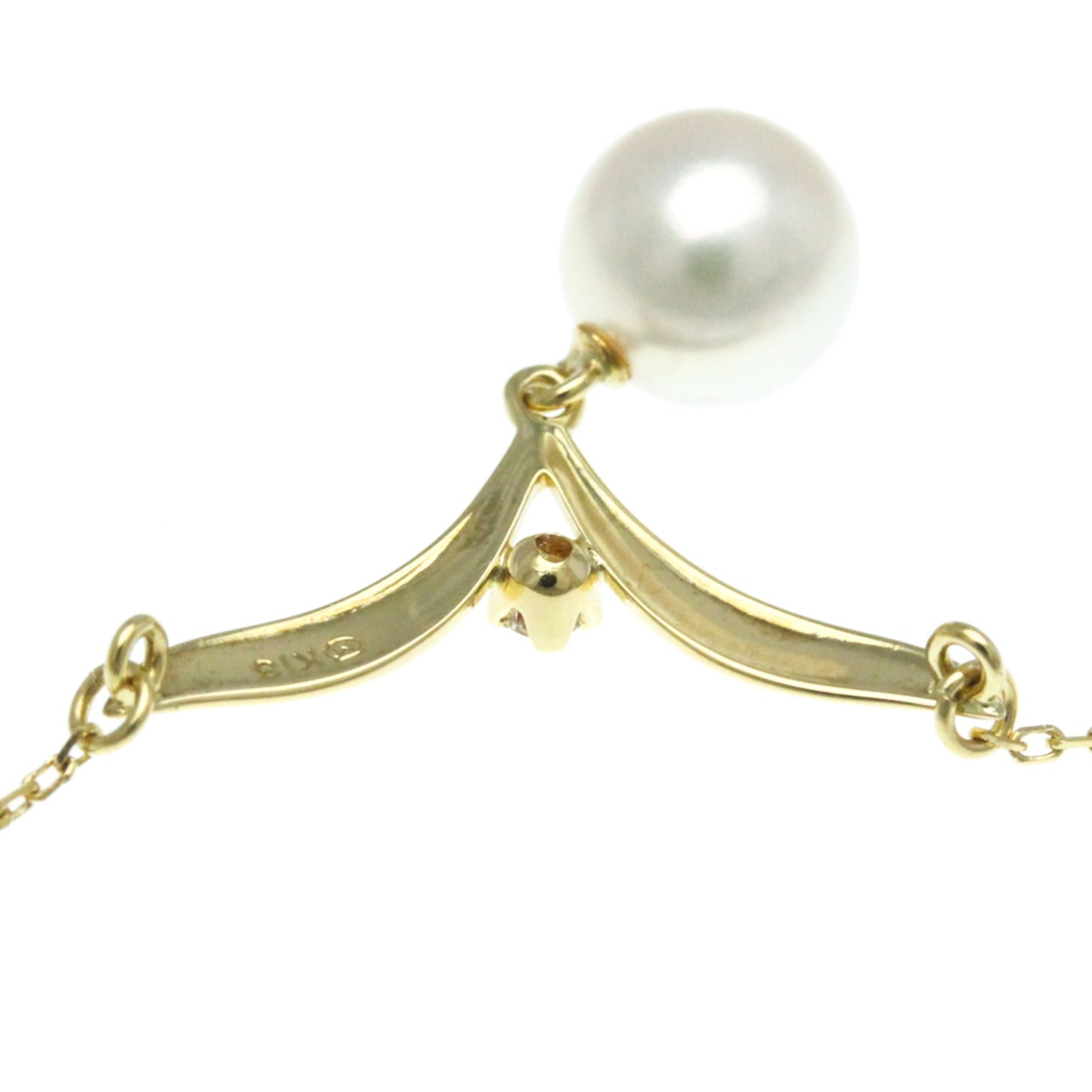 Mikimoto Pearl Diamond Necklace Yellow Gold (18K) Diamond