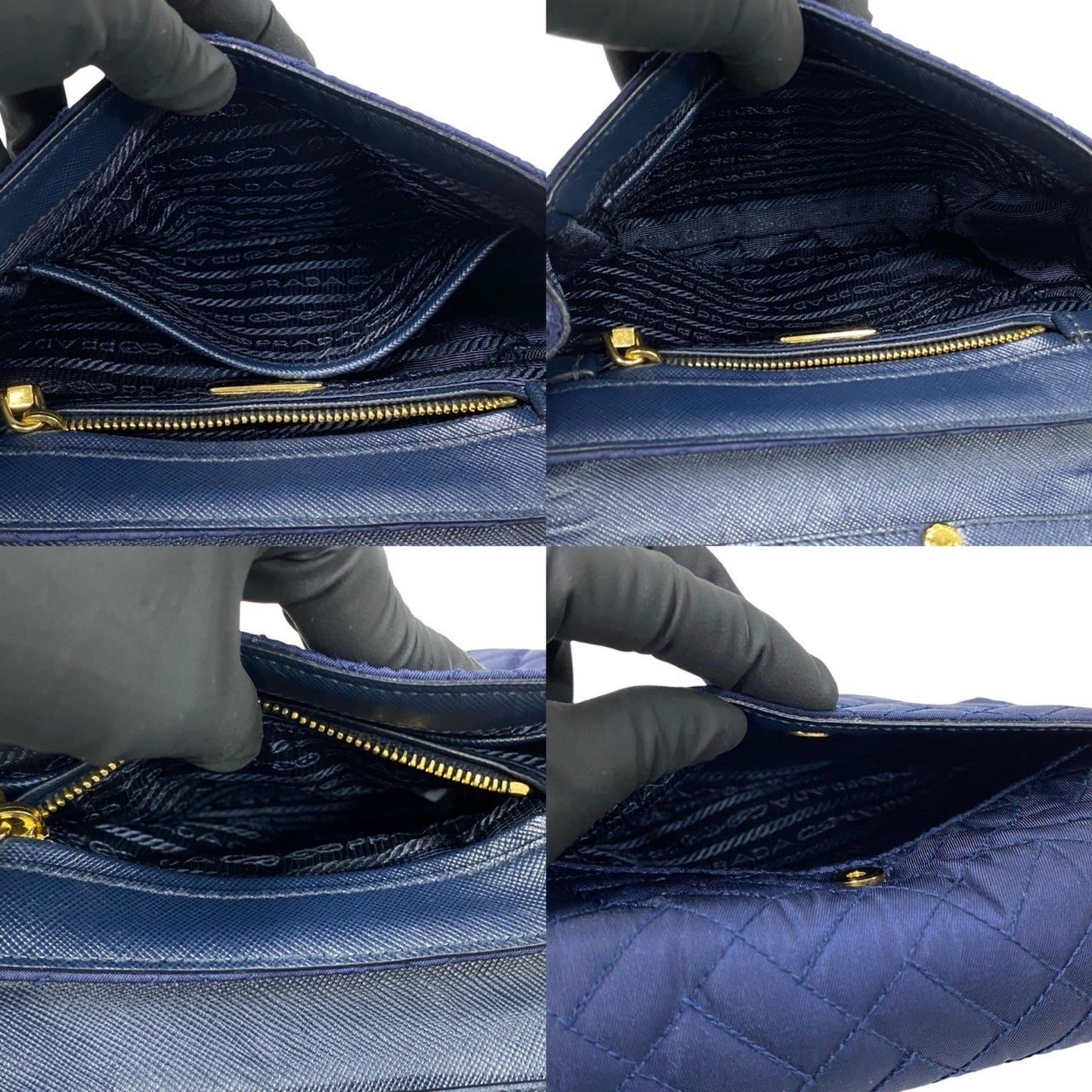 Prada Prada Logo Hardware Nylon Quilted Chain Mini Shoulder Bag/Sacoche/Pouch In Navy Blue