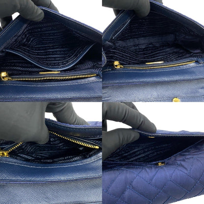 Prada Prada Logo Hardware Nylon Quilted Chain Mini Shoulder Bag/Sacoche/Pouch In Navy Blue