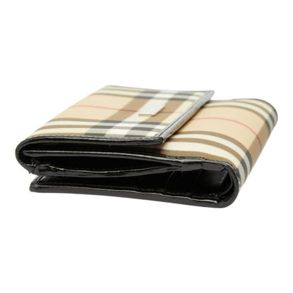 Burberry Nova Check Bifold Wallet In Beige And Black Leather
