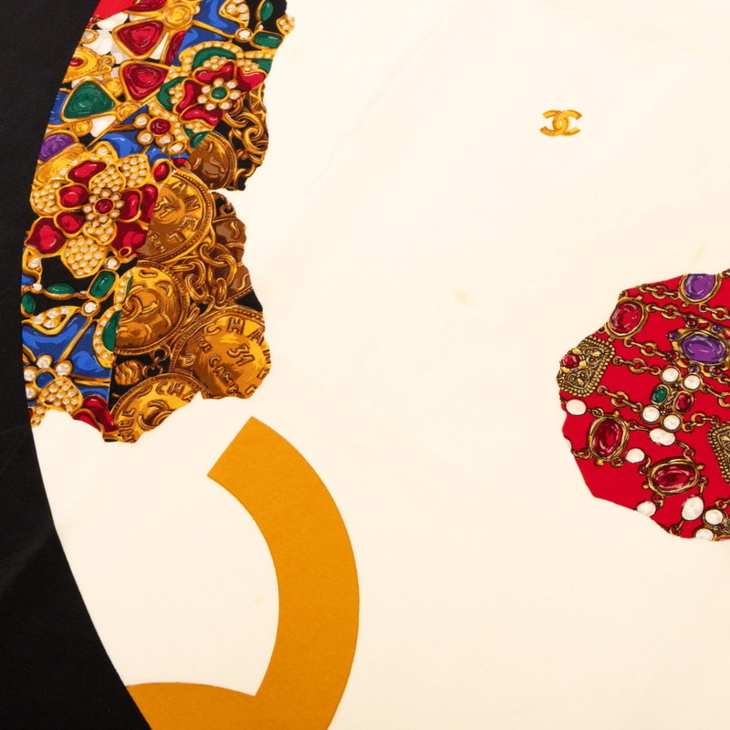 Chanel Coco Mark Jewelry Motif Scarf Muffler In Beige