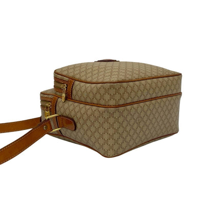 Celine Macadam Blason Pattern Leather Shoulder Bag/Pochette In Beige