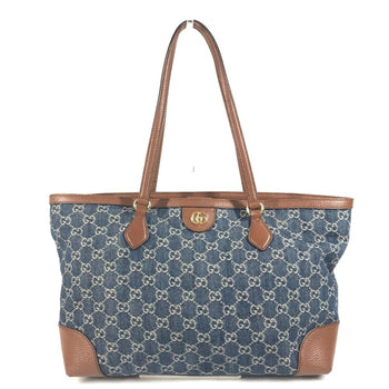 Gucci 631685 Denim Overture Ophidia Gg Medium Tote Bag Shoulder In And Leather