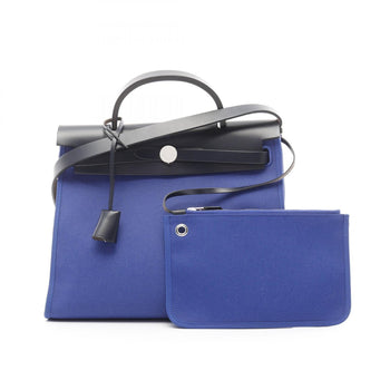 Hermes Hermes Airbag Zip Pm Handbag Canvas Leather Toile Military Vache Hunter
