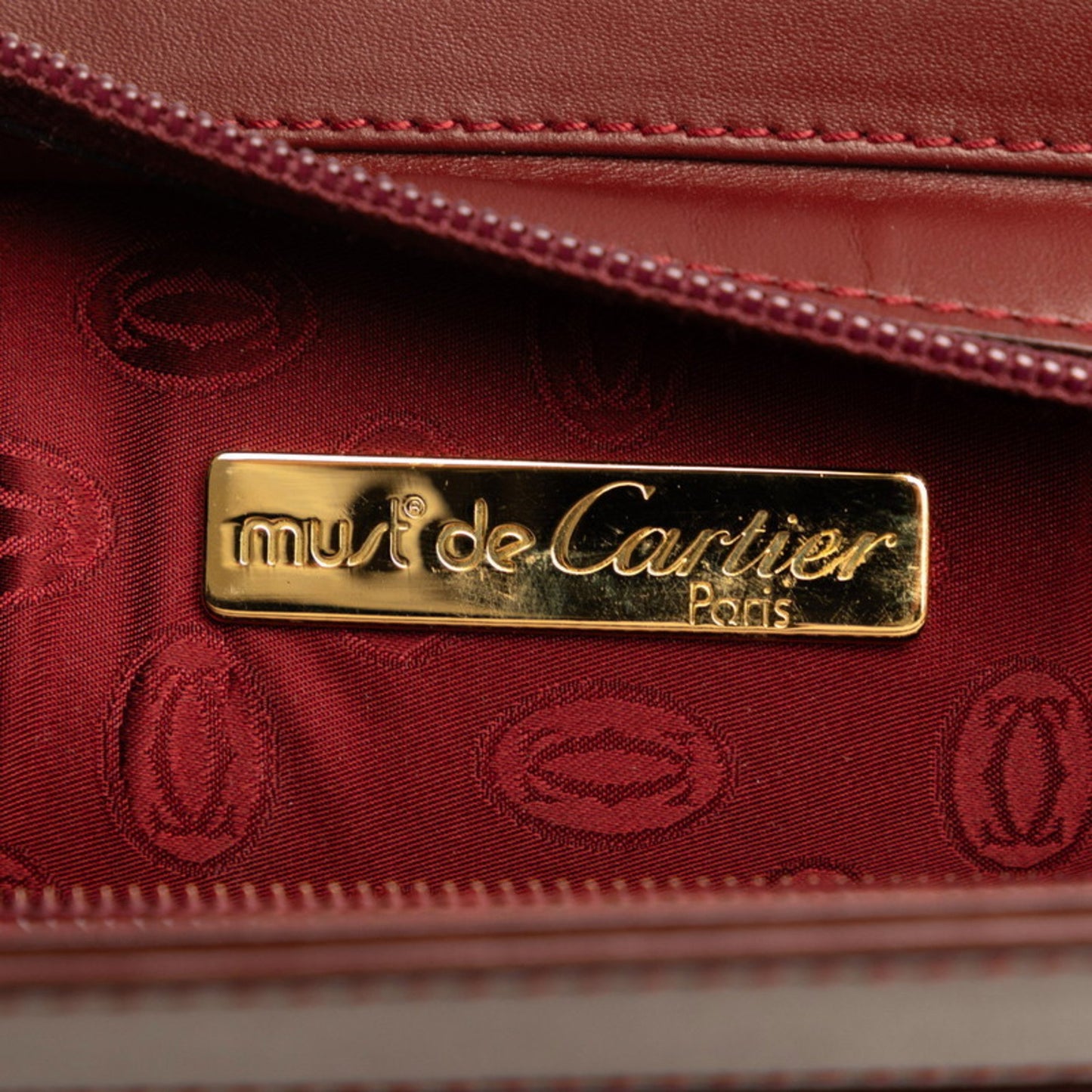 Cartier Must Line Second Bag Wine Red Leather
