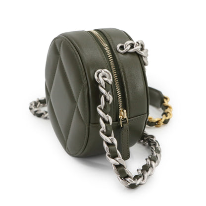 Chanel 19 Round Clutch Chain Shoulder Bag In Khaki Lambskin