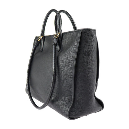 Salvatore Ferragamo Gancini Tote Bag 21 0914 Leather Black Gold Hardware 2Way Shoulder