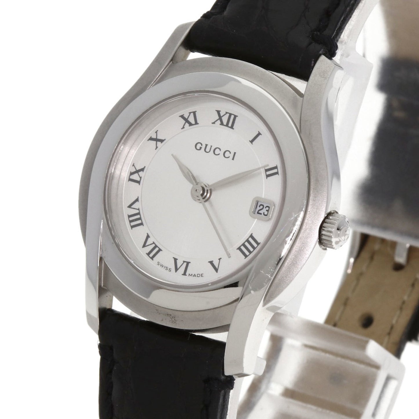 Gucci 5500L Stainless Steel/Leather