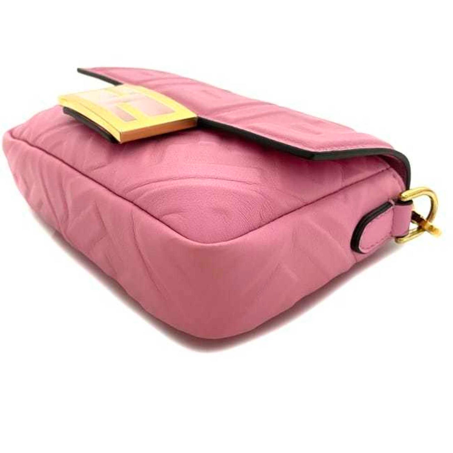 Fendi Baguette Small Pink Gold 8Bs017 Leather Gp Fendi Shoulder Bag Ff Embossed