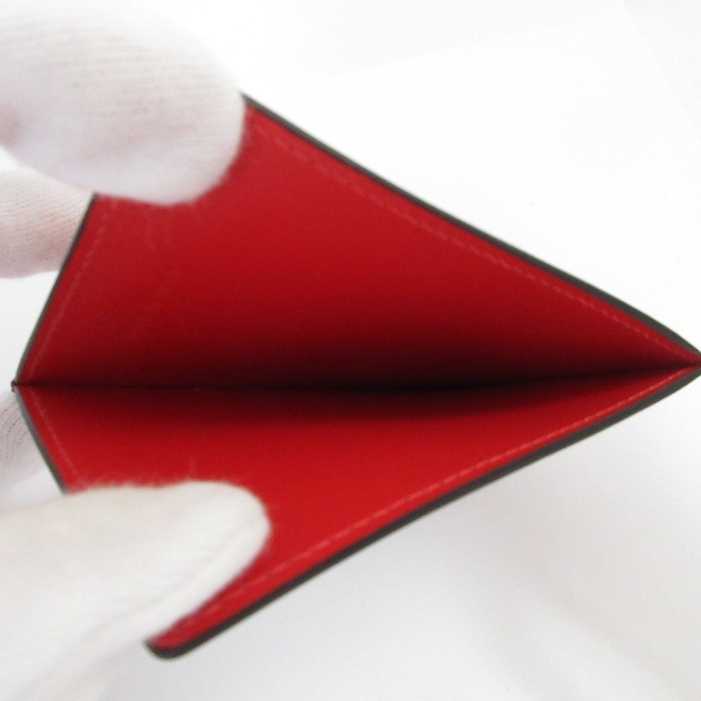 Christian Louboutin Logo Design Studded Business Card Holder/Card Case Red X Black Silver Hardware