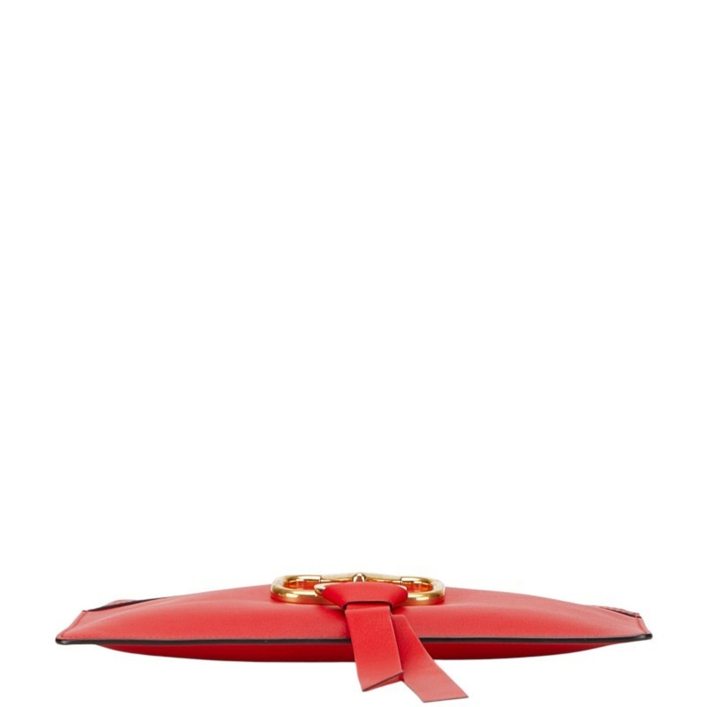 Valentino Garavani V-Ring Clutch Bag In Red Leather