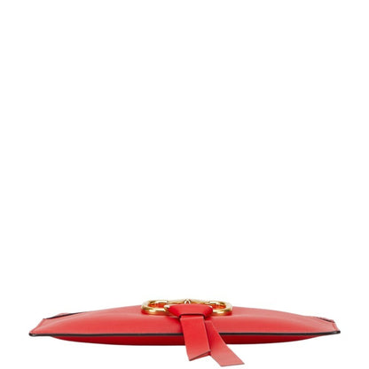 Valentino Garavani V-Ring Clutch Bag In Red Leather