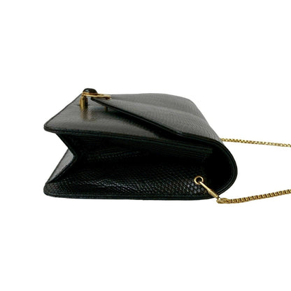 Gucci Old Gucci Leather Genuine Chain Shoulder Bag Pochette Black 41510