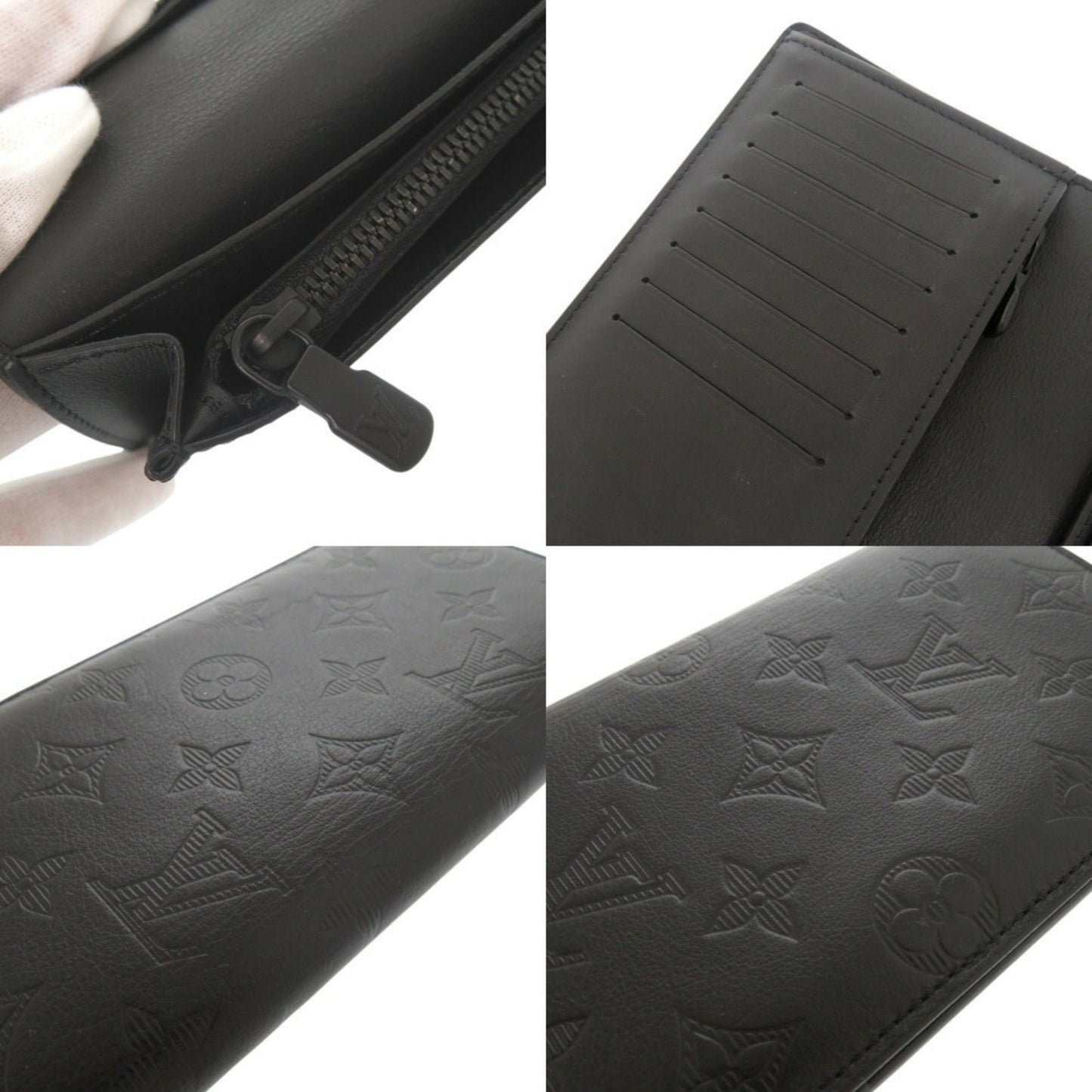 Louis Vuitton Portefeuille Brazza Monogram Shadow M62900 Ic Chip Noir Long Wallet 1713Louis Vuitton