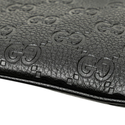 Gucci Gg Emblem Medium Chain Handbag/Shoulder Bag 2Way 815277 Black Leather