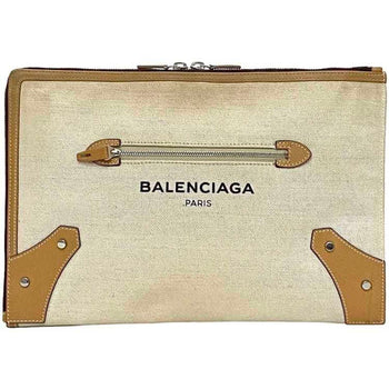 Balenciaga Clutch Bag Ec-22272 Beige Natural 419994 Handbag Canvas Leather 9260 D 535269 Balenciaga