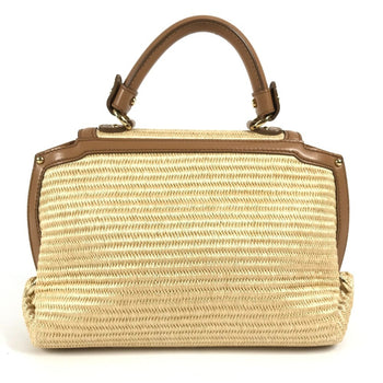 Salvatore Ferragamo Gancini Logo Sofia 2Way Bag Shoulder Crossbody Handbag Straw Leather