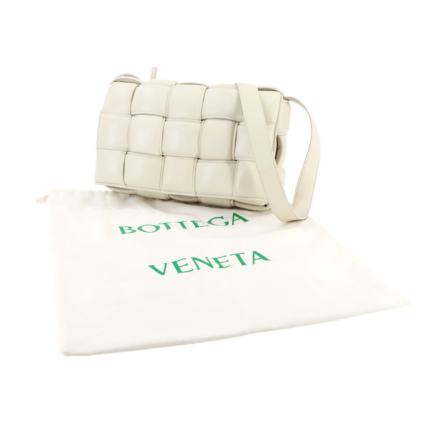 Bottega Veneta Intrecciato Padded Cassette Shoulder Bag In White Leather