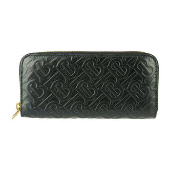 Burberry Burberry Long Wallet Zip Tb Monogram 8011601 Black Embossed Leather