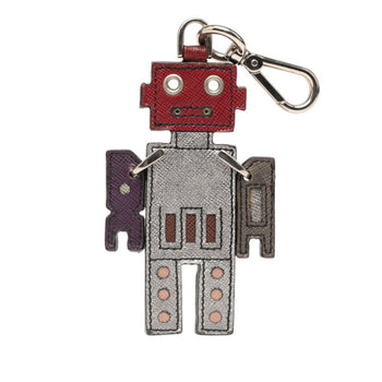 Prada Robot Keychain Charm In Multicolored Leather