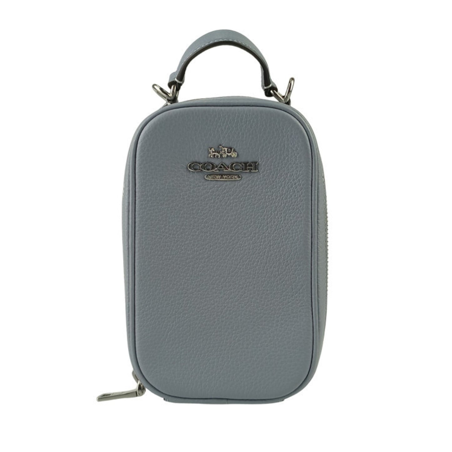 Coach Eva Phone Crossbody Shoulder Bag Cb854 Blue-Gray Leather