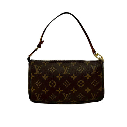 Louis Vuitton Pochette Accessoires Monogram Leather Mini Handbag Pouch Brown 53615