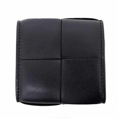Bottega Veneta Cassette Folding Coin Purse Case Intrecciato Leather Black S