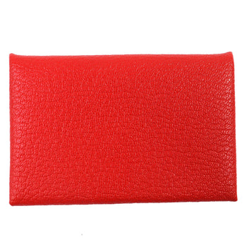 Hermes Calvi Chevre Rouge Coupe Silver Hardware Iwataya Exclusive Business Card Case