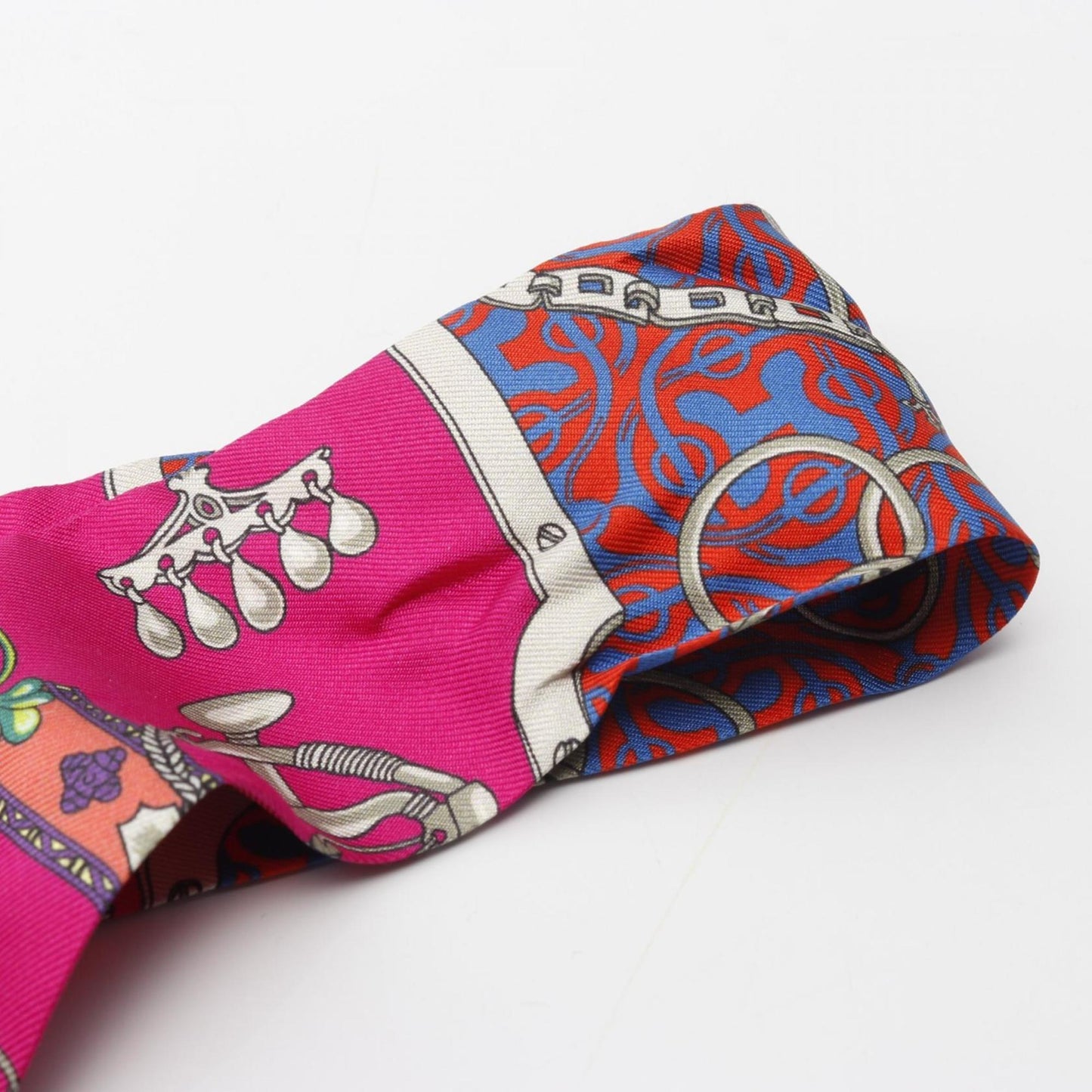 Hermes Herms Mors Et Gourmettes Remix Twilly Silk Scarf