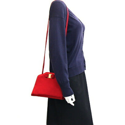 Salvatore Ferragamo Shoulder Bag Vara A219168 Red Satin Ribbon
