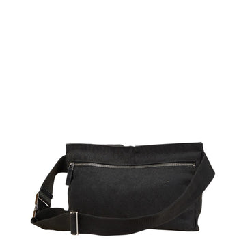 Gucci Gg Canvas Waist Bag/Body Bag 28566 Black Leather