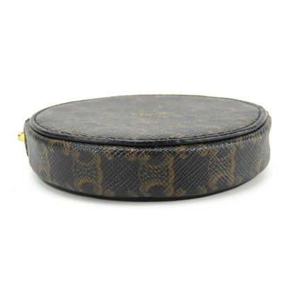 Celine Wallet/Coin Case Triomphe 10D222Bq3.38No Leather Black Brown Round