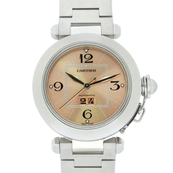Cartier Pasha C Big Date Watch Stainless Steel Boys Pink W31058M7