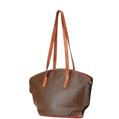 Celine Macadam Shoulder Bag Tote Brown Leather