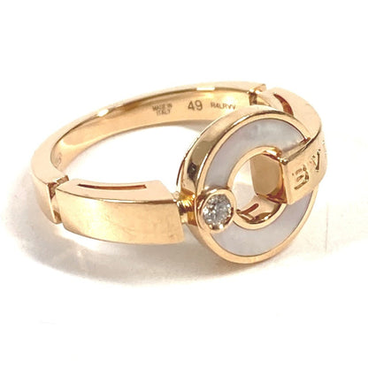 Bvlgari Mother-Of-Pearl Diamond Openwork Ring With Bvlgari Logo