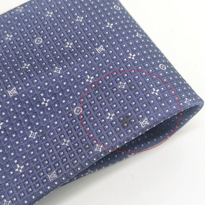 Louis Vuitton 100% Silk Grid Monogram Tie M79433 Blue Navy Ja-23505