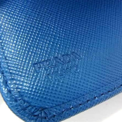 Prada Prada Wallet 1M1348 Blue Saffiano Leather Round Bifold Long