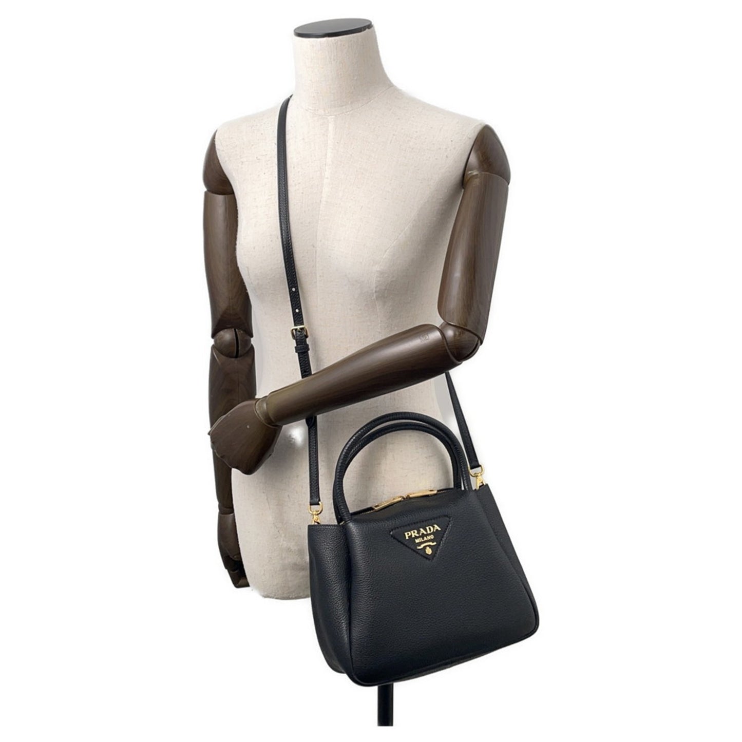 Prada Small Vitello Dino Leather Handbag 1Bc145 Prada 2-Way Shoulder Bag Black