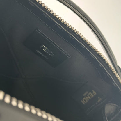 Fendi Zucca Mini Shoulder Bag 7Va552 Grey Black Canvas Leather
