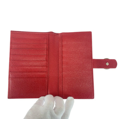 Bvlgari Colore Red Leather Long Wallet With Silver Hardware