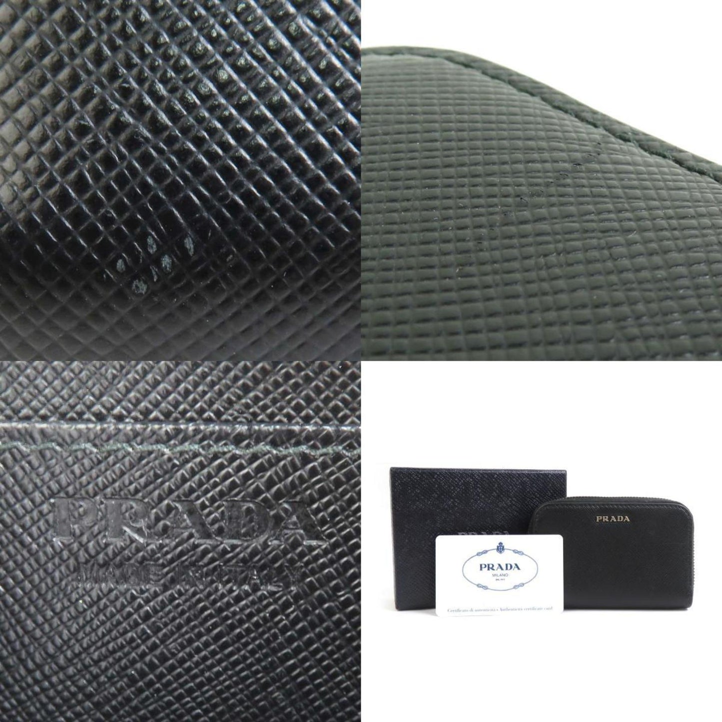 Prada Wallet/Coin Case Leather Black Silver